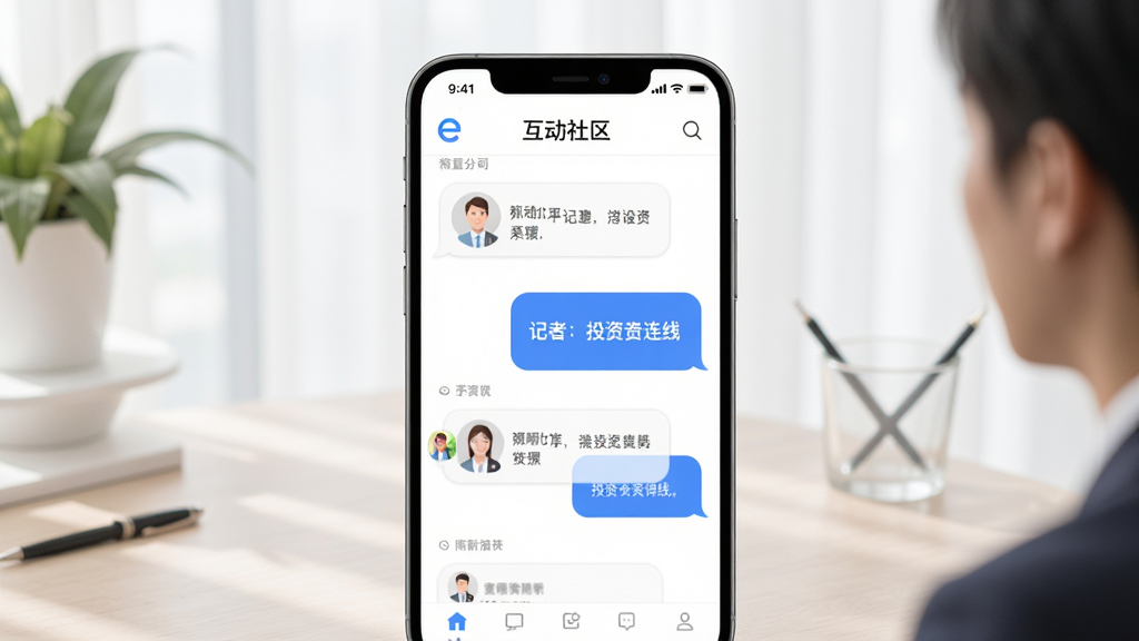������e��˾APP�����������棬����Ϊ�ֻ���Ļ�ӶԻ����ݣ��Ű�Ϊ�ʴ𻥶���ʽ�����Ϊ��������磬ϸ��Ϊ������Ͷ��������Ԫ�أ����������ɾ��޶���Ԫ��