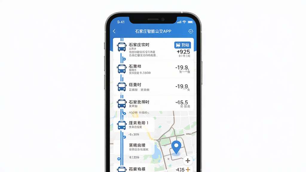 ʯ��ׯ�ǻ۹���APP�������ͼ������Ϊ�ֻ���Ļ��ʾʵʱ������·�б��͵�ͼ��λ�����־��У��Ű������������Ϊ�ִ��Ƽ��б�ƽ����ƣ�ϸ�ڰ�����ɫ����ɫ������ͼ�ꡢ��վʱ���ǩ�����ʸ���ɾ��޶���Ԫ��