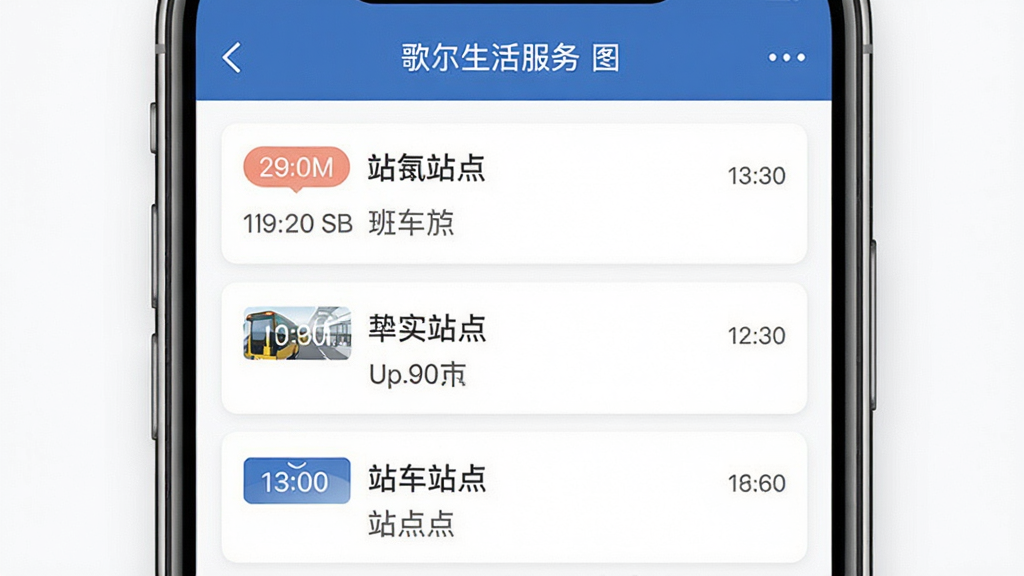 ����������APP�೵��ѯҳ�棬�������ֻ���Ļ��ʾ�೵��·�б�������Ϊ���½ṹ���Ű�����������Լ����ϸ�ڰ���ʱ���ǩ��վ�����ƣ������������ɾ����޶���Ԫ��