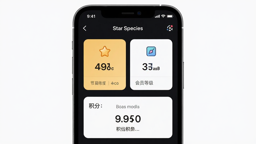 Star Species �ֻ�Ӧ�ý���չʾ����Ա�ȼ�����ֹ���ҳ�棬����Ϊ�ֻ���Ļ�����־��У��Ű�����������ִ���Լ��ϸ�ڰ����ȼ���Ƭ�ͻ������֣����ʸ��壬�ɾ����޶���Ԫ��