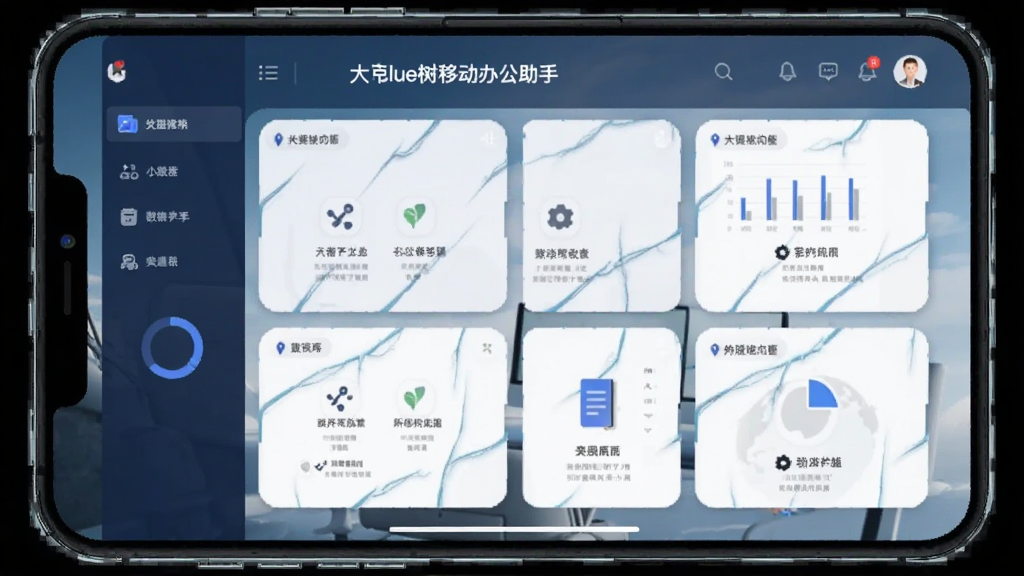 大蓝树移动办公助手功能界面展示图