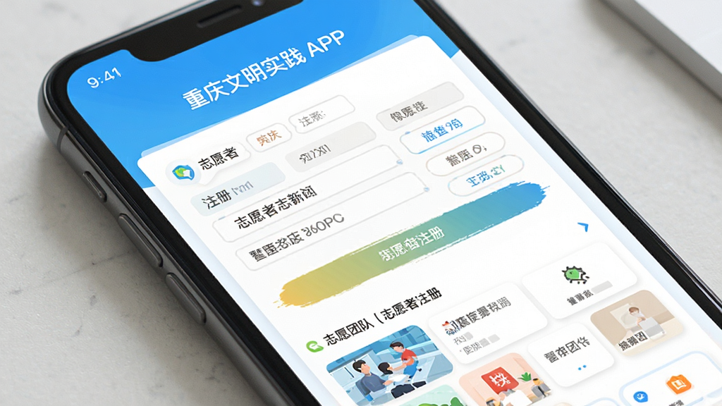 ��������ʵ��APP־Ը��ע����棬�ֻ���Ļչʾע�������־Ը�Ŷ��б�����ƽ����Ʒ��ɫ���������ɾ���࣬���廭��