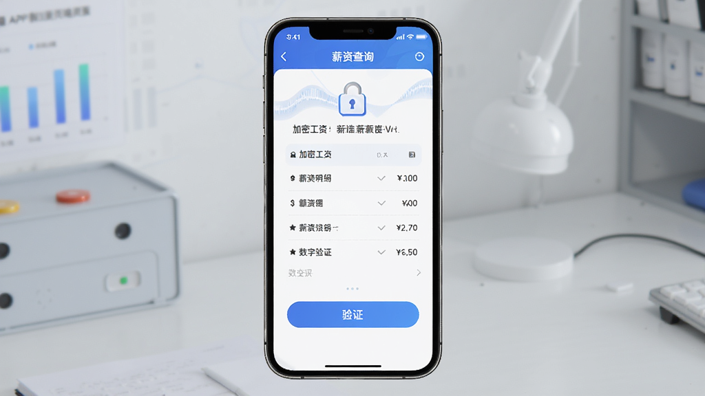 ������Ա����APPн�ʲ�ѯҳ�棬����Ϊ�ֻ���Ļ��ʾ���ܹ�������������֤���棬����Ϊ�ֻ��������չʾ���Ű����룬���Ϊ��ȫ���ڿƼ��磬ϸ�ڰ�������ͼ�ꡢн����ϸ�б�����֤��ť�����ʸ���ɾ��޶���Ԫ��