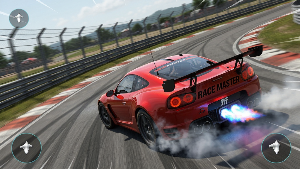 Race Master ��Ϸ������������Ư�ƹ��䣬����Ϊ��ɫ�ܳ�������Ϊб��ͼ���Ű�ͻ���ٶȸУ����Ϊдʵ������Ϸ���棬ϸ�ڰ�����̥�������������桢�������������ʸ���ɾ��޶���Ԫ��