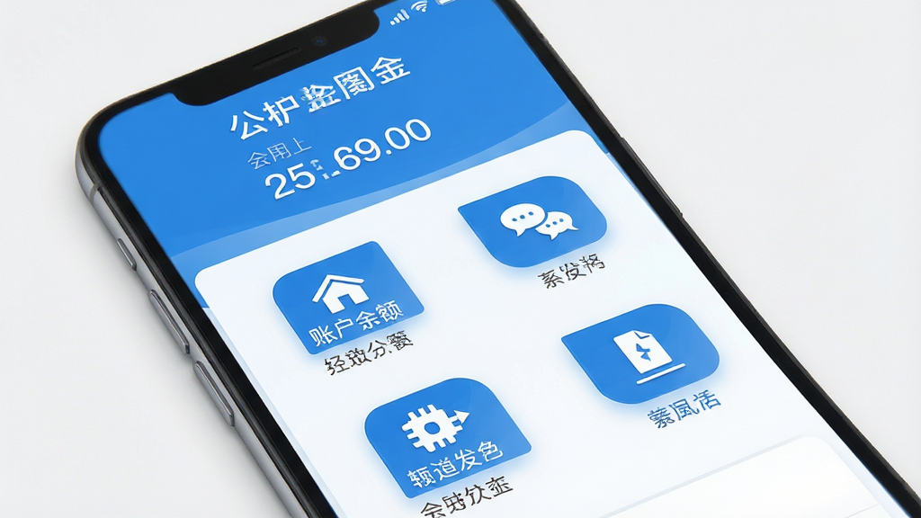 衡水市公积金手机应用主界面,展示账户余额与功能图标,简洁扁平化设计,蓝白配色,画面干净清晰,高分辨率