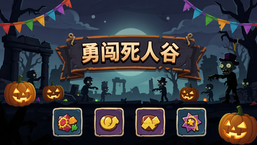 �´����˹���Ϸ����棬����չʾ��������ķ��泡���������л����ͽ���ͼ�꣬����Ϊ���½ṹ�����Ϊ���ڿ�ͨ��Ⱦ��ϸ�ڰ����ʴ����Ϲϵƺͽ�ʬ��Ӱ�������������ɾ����޶���Ԫ��