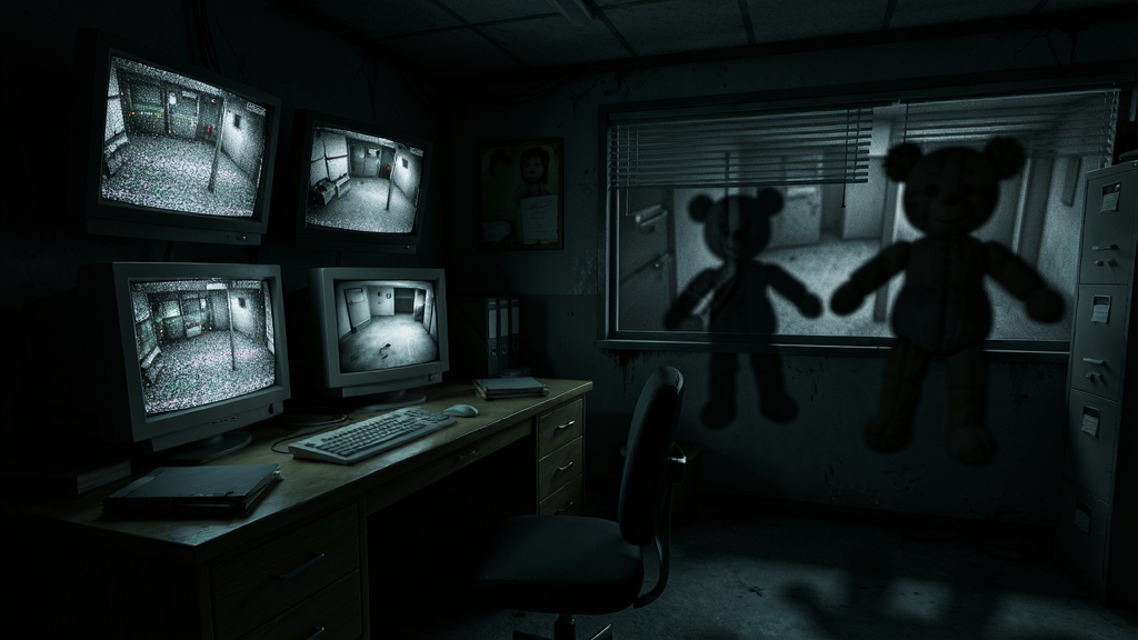 Five Surreal Nights Mobile �ֲ�����ҳ���������Ϊ�谵�ı���ֵ���ң����ְ��������Ļ��칫�����Ű���õ�һ�˳��ӽǣ����Ϊ����дʵ�ֲ���ϸ������˸����Ļѩ������Ӱ�е���ż�����������������ɾ����޶���Ԫ��