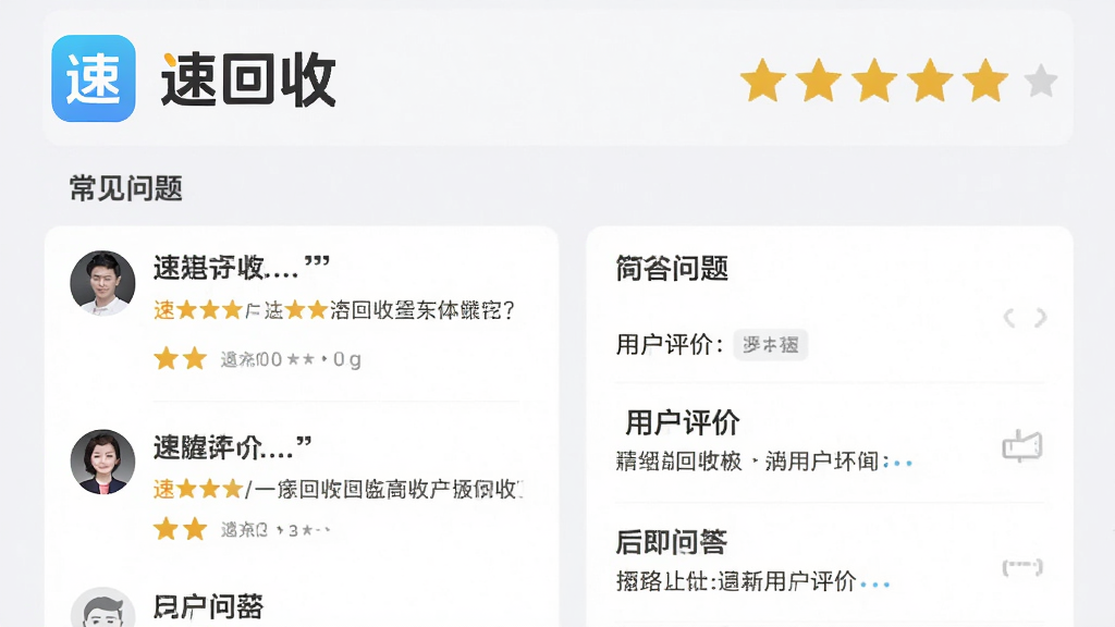 �ٻ���App�ĳ�������ҳ���ͼ��������չʾ���û����ۺ��ʴ��б�����������͵�ǳ��ɫ�����������ɶ������������ٻ���Logo�����Ǻ���ͼ�꣬����������������ʹ�����ű�ע���ٻ��ա����û����ۡ������ʸ��壬�ɾ��޶���Ԫ��