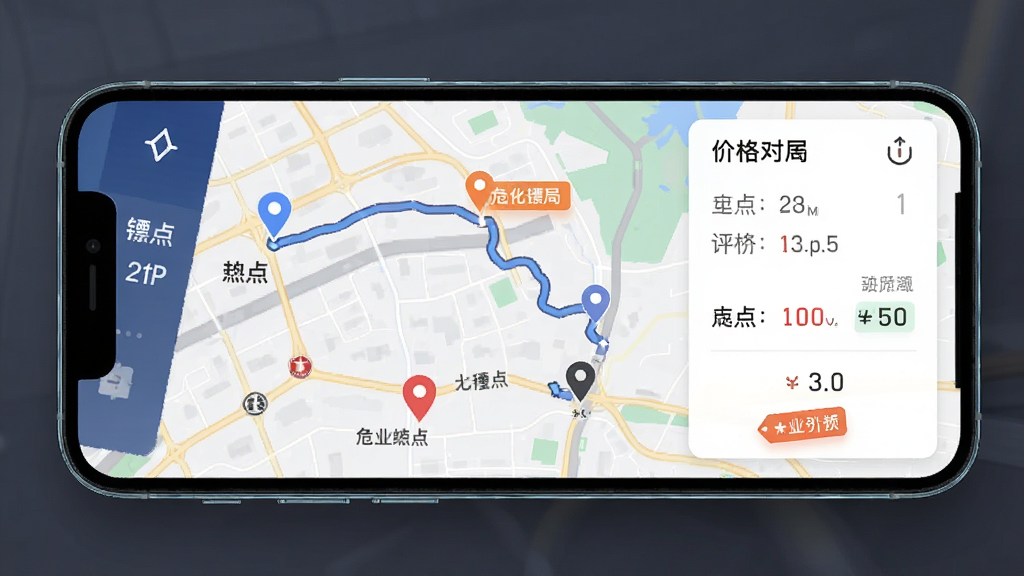 Σ���ھ�APP·��չʾҳ�棬����Ϊ�ֻ���Ļ��ʾ��ͼ·�ߺͼ۸�Աȣ�����Ϊ���½ṹ���Ű�ֱ�ۣ����Ϊ��Լ����磬ϸ�ڰ�������յ��Ǻͼ۸��ǩ�����ʸ��壬�ɾ����޶���Ԫ��