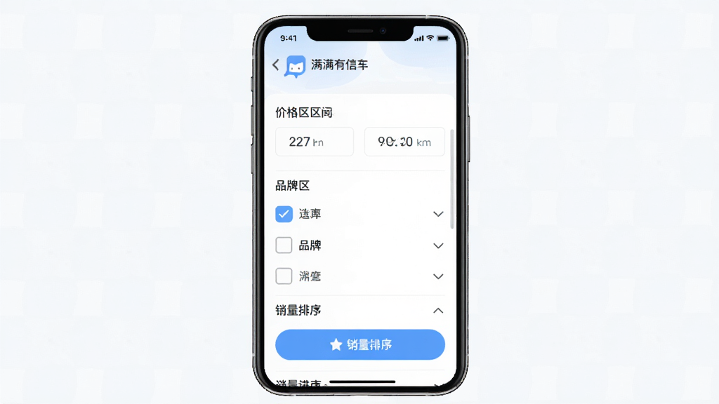 ��������App��Ʒɸѡҳ�棬����Ϊ�ֻ���Ļչʾ��ά��ɸѡ����������Ϊ���½ṹ���Ű����룬�������ǳɫ��ϸ�ڰ����۸����䡢Ʒ�ƹ�ѡ����������ť�����ʸ��壬�ɾ����޶���Ԫ��
