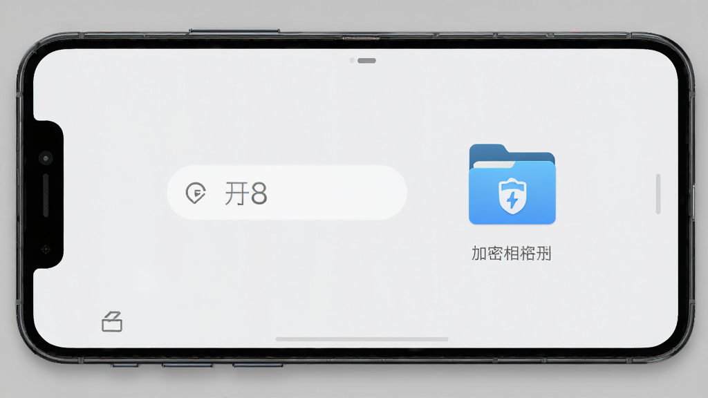 双开器软件私密相册加密界面,手机屏幕显示密码输入框和加密文件夹图标,布局简洁,风格安全专业,细节清晰,高画质,干净无多余元素