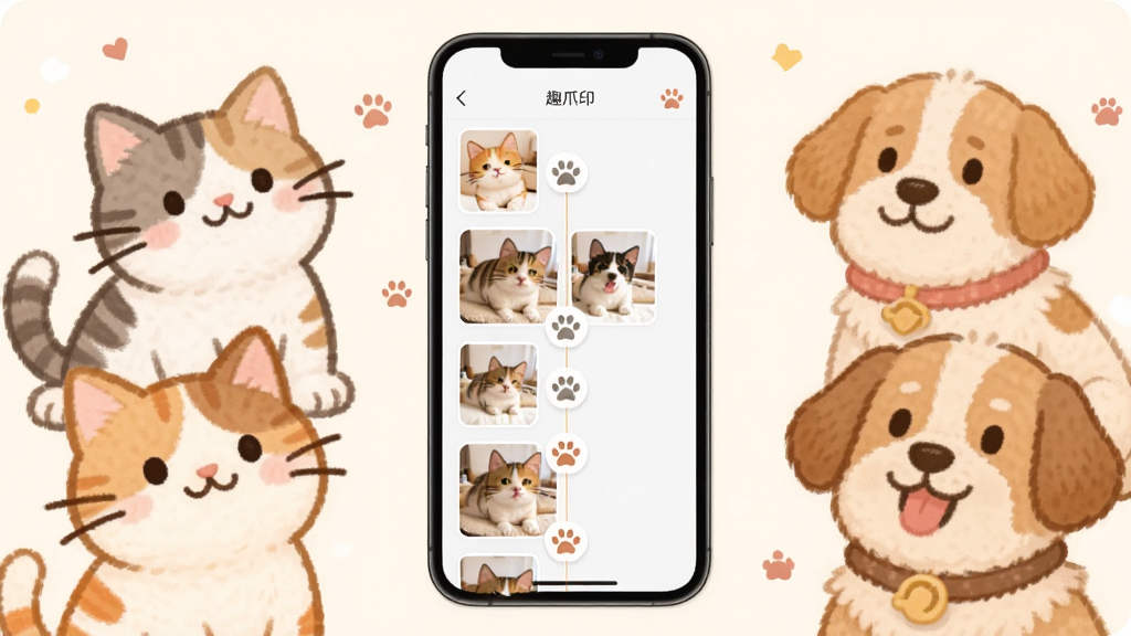 Ȥצӡ���������ͼ�������������ֻ���Ļչʾ������Ƭʱ���ߣ���Χ����è��͹����Ŀ�ͨ���󣬲���Ϊ����չʾ���Ű������������Ϊ��ܰ����ϵ��ϸ�ڰ�����Ƭ����ͼ��ʱ���ǩ������צӡͼ�꣬���ʸ��壬�ɾ����޶���Ԫ��
