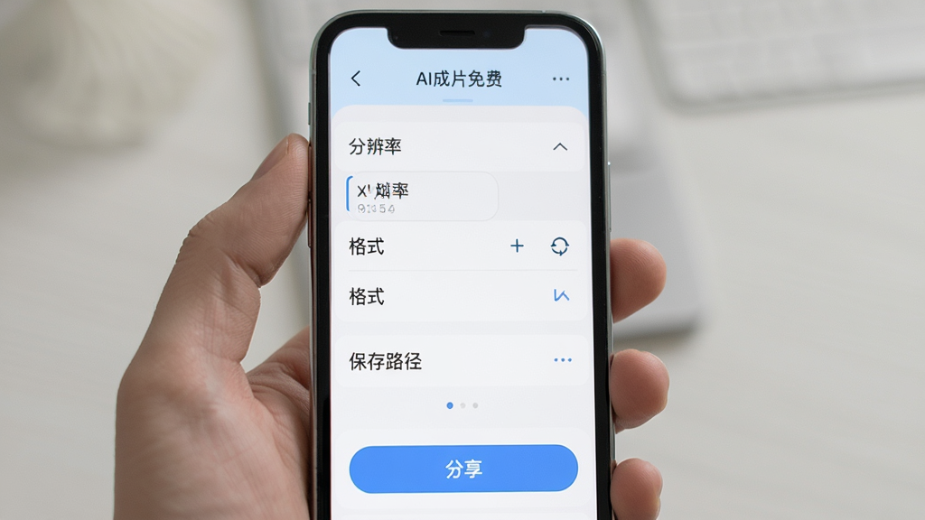 ��������Ϊ�ֻ���Ļ��ʾAI��Ƭ���App�ĵ������ý��棬���ֲ��������б��Ű棬���Ϊ��ˬǳɫ�ƶ�����ƣ�ϸ�ڰ����ֱ���ѡ���ʽѡ�񡢱���·���������ť�����ʸ���ɾ��޶���Ԫ�أ����������ֱ�ע��AI��Ƭ��ѡ�