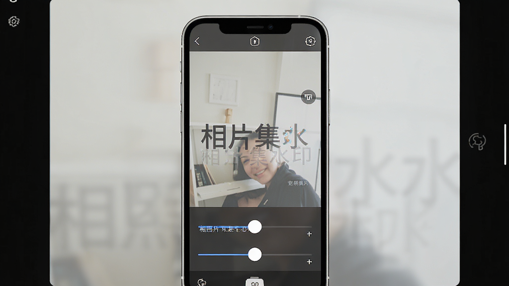 ��Ƭ��ˮӡ�༭���棬����Ϊ�ֻ���Ļ��ʾ��Ƭ��������ˮӡ�Ĳ������̣�����Ϊ����չʾ�����Ϊ����ƽ����ƣ�ϸ�ڰ�����͸��ˮӡ������������飬���������ɾ��޶���Ԫ��