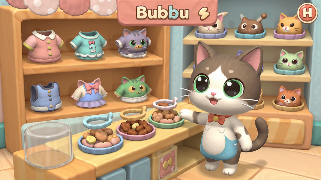 Bubbu�ҵ��������è��Ϸ���̵���棬�����ϰڷŸ���è����κ�ʳ�Bubbuվ�ڹ�̨ǰ��ѡ���������룬�Ű���������ͨ���ɫ��������ϸ�ڷḻ�����ʸɾ��޶���Ԫ��