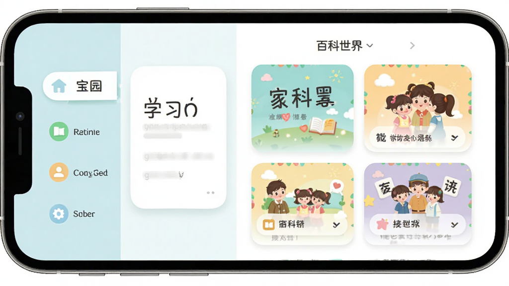 �౦ѧ԰APP�ҳ������չʾ������Ϊ�ֻ���Ļ����ʾƴ��ѧϰģ��Ͱٿ����翨Ƭ�����ֲ������ҷ��������Ϊ���ܲ˵��Ҳ�Ϊ���������Ű��������࣬���Ϊ����ǳɫ��ƽ����ƣ�ϸ�ڰ���Բ��ͼ��������Ӱ�����ʸ���ɾ��޶���Ԫ��