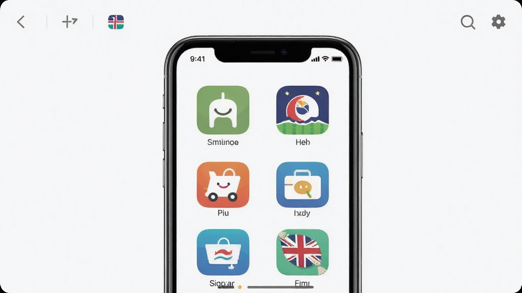 出境易应用界面截图,手机屏幕显示多个国家应用图标排列整齐,主体为手机界面,布局居中,排版清晰,风格简洁现代,细节包含导航、外卖、购物等图标,画质高清,干净,无多余元素