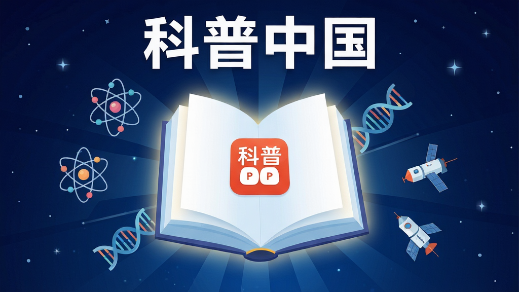 ��������Ϊһ������ľ޴�����������ڻ������룬��ҳ����ʾ�ſ����й�APP�Ľ���ͼ�꣬��Χ������ԭ��ģ�͡�DNA˫�������������ȿ�ѧԪ�أ����ֲ������ķ���״��ͼ���Ű潫�������ơ������й����ð�ɫ���������ڻ��涥�������Ϊ�ִ���ƽ���Ƽ��廭�磬ϸ�����鱾��Ե����͹��Σ�����Ϊ����ɫ�����ǿգ����ʸ��壬�ɾ����޶���Ԫ��