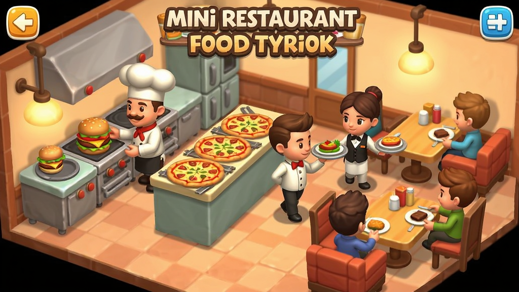 Mini Restaurant: Food Tycoon ��Ϸ���棬���������������ʦ�ڳ�����������������������Ա���Ų��̴����ڲ���֮�䣬�˿�������λ�ϵȴ��òͣ�ůɫ���ƹ⣬��ͨ��񣬲������������ʸɾ����޶���Ԫ��
