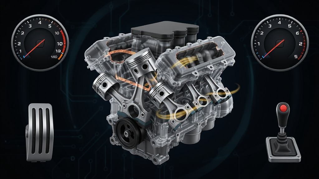 ����ģ�������������������һ̨͸�����ӵ�V8������ģ�ͣ����ܻ�����ת�ٱ�������̤��͵�λ��ͼ�꣬���ֶԳƣ��Ű��������Ƽ�����ɫ�������ϸ��չʾ���������˶��켣������ϸ�壬����ɾ����޶���Ԫ��