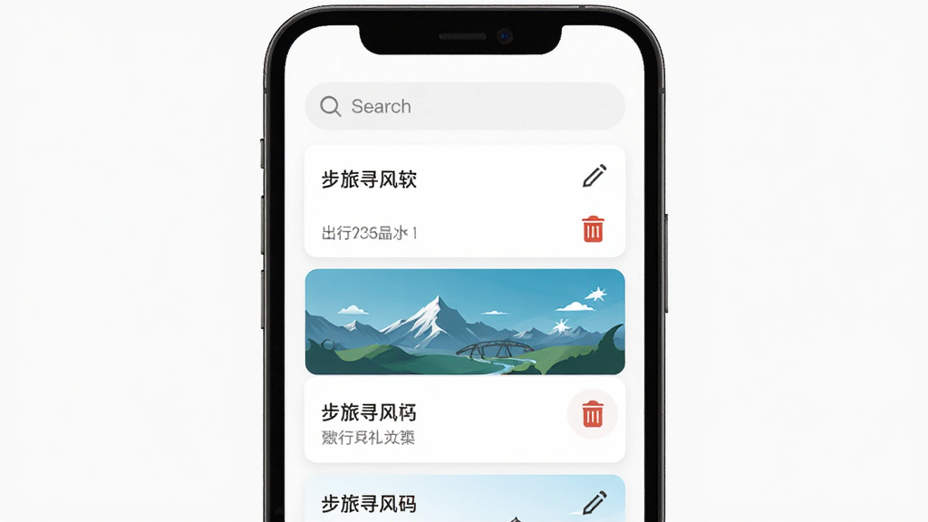 ����Ѱ���������棬����Ϊ�ֻ���Ļչʾ������п�Ƭ�б�������Ϊ���½ṹ�����������в���Ƭ�����Ű���ˬ���룬���Ϊ��Լ�ִ���ƽ����ϸ�ڰ�����Ƭ���⡢�༭ͼ�ꡢɾ����ť�����ʸ���ɾ��޶���Ԫ��