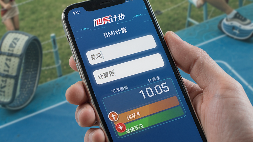 ���ռƲ�����BMI������棬�ֻ���Ļ��ʾ�����ͼ����������н����ȼ���ʾ����ɫ���Ƽ��з�񣬲���������ϸ����ȷ�����ʸɾ����޶���Ԫ��