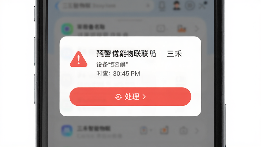 ��������������������������Ϊ�ֻ�����Ԥ��֪ͨ���棬����Ϊ���п�Ƭʽ���Ű�ͻ��Ԥ����Ϣ�봦����ť�����Ϊ�ִ���Լ��ϸ�ڰ�����ɫ��ʾͼ�ꡢ�豸���ơ�ʱ��������ʸ��壬�ɾ����޶���Ԫ��