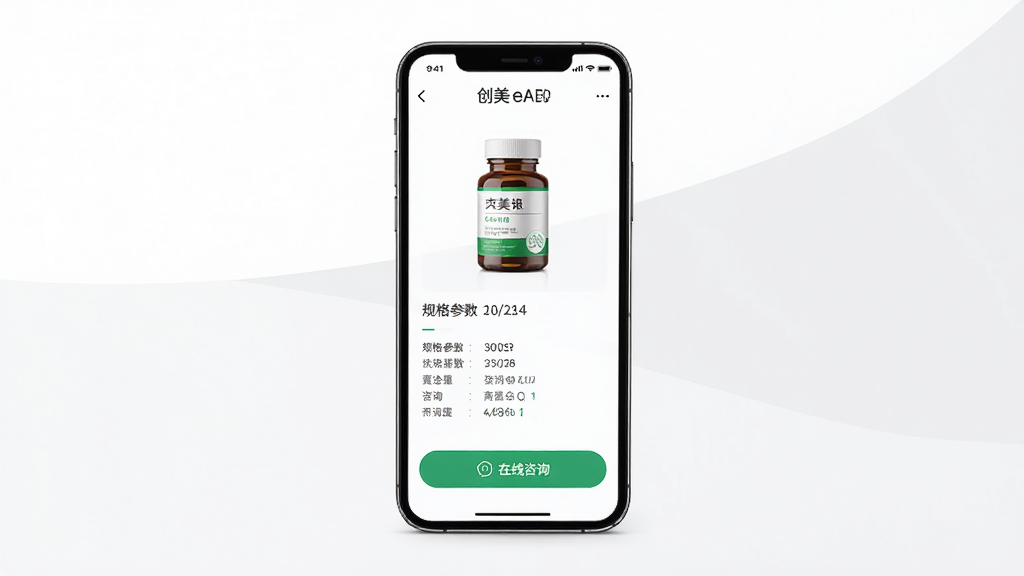 ����eҩAPP��Ʒ����ҳչʾҩƷ��Ϣ��������ѯ��ť���ֻ���Ļ���У�����Ϊ��ɫ��ǳ�Ҵ��䣬����Ϊ���½ṹ���Ű����룬���Ϊ��Լ����ϸ�ڰ�����ƷͼƬ������������ѯͼ�꣬�����������ɾ����޶���Ԫ��