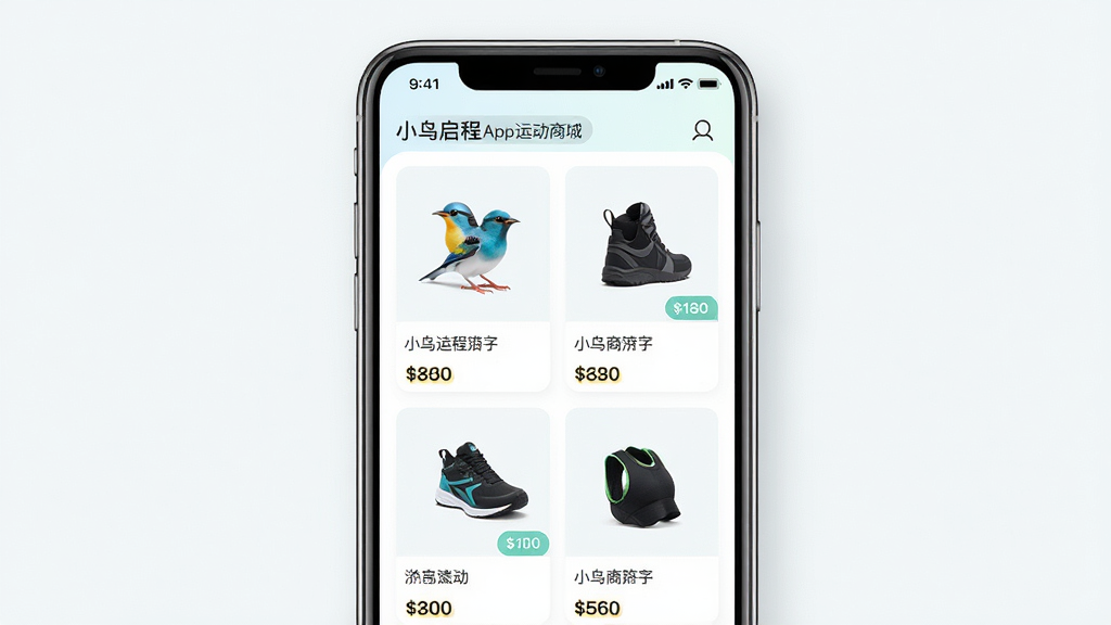 С������App�˶��̳�ҳ�棬����Ϊ�ֻ���Ļ��չʾ�˶�װ����Ʒ�б����������񻯣��Ű����룬�������ǳɫ��ϸ�ڰ�����ƷͼƬ�ͼ۸��ǩ�����ʸ��壬�ɾ����޶���Ԫ��