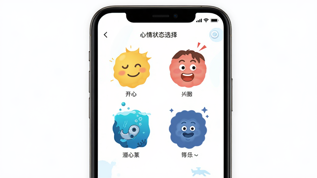 һ˳��˳�ȵ���������棬����Ϊ�ֻ���Ļչʾ����״̬ѡ��ҳ�����־��У��Ű��࣬������±�ƽ����ϸ���п��ġ��˷ܡ�Ǳˮ�е�״̬ͼ�꣬���ʸ��壬�ɾ����޶���Ԫ��