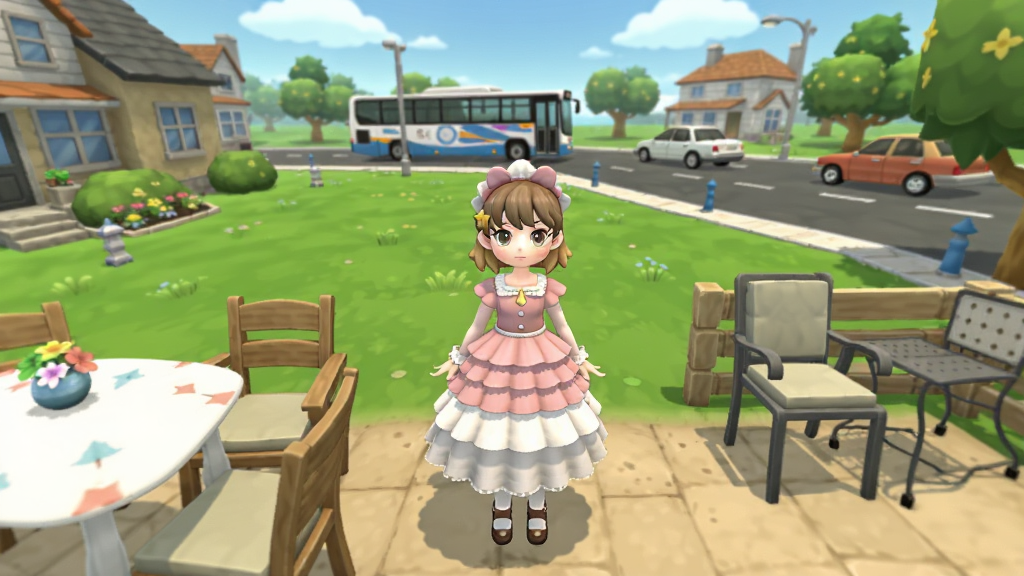 ��������ģ������Ϸ���棬�۰�ɫ���ȹװ��ɫվ�������ݵ���סլ֮��ĵ�·�ϣ�Զ���й��������ͽγ��������в�����ͥԺ��ʩ�����¿�ͨ�磬ɫ��������ϸ�ڷḻ���ɾ��޶���Ԫ�أ����廭��
