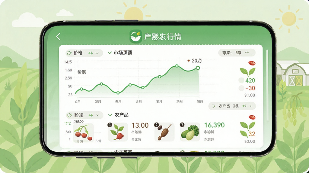 ����ũAPP�г�����ҳ�棬�ֻ���Ļ��ʾ�۸����ߺ�ũ��Ʒ�б�������Ϊ����ɫũҵ��񣬲��ֹ������Ű���������ƽ����ƣ�ϸ�ڷḻ�����ʸɾ����޶���Ԫ��