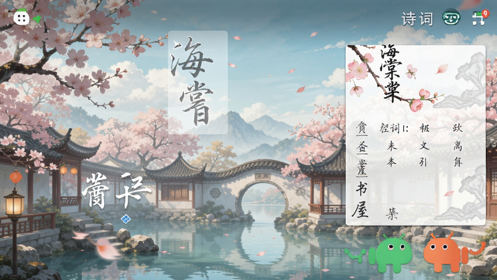 海棠书屋 安卓版 诗词应用 界面截图