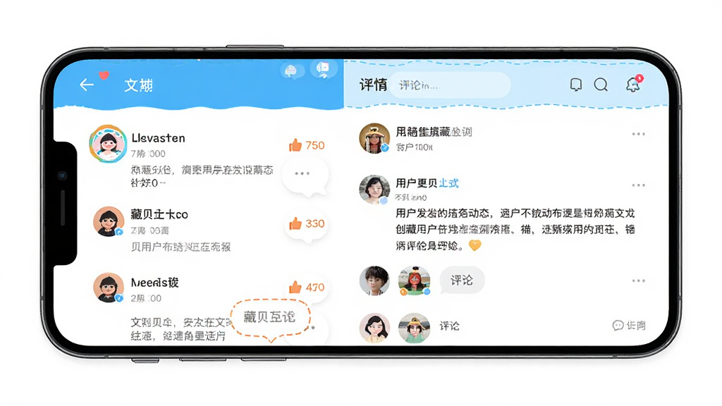 �ر�APP��������ҳ��չʾ������Ϊ�ֻ���Ļ����ʾ�û��������Ĵ���̬�����ۻ���������Ϊ���ҷ���չʾ��̬�б������飬�Ű�������򣬷��Ϊ�����罻UI��ƣ�ϸ�ڰ�������ͼ�ꡢ�������ݡ��û�ͷ�񣬻��ʸ��壬�ɾ��޶���Ԫ��