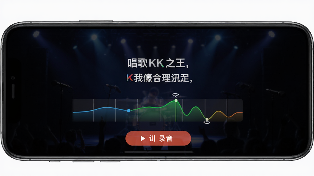 ��k֮����������չʾ���ֻ���Ļ��ʾK��¼�����棬�м��Ǹ�ʺ���׼��ʾ�����·������ֺ�¼����ť����������ɫ��̨�ƹ����Ű����������ʸɾ����޶���Ԫ��