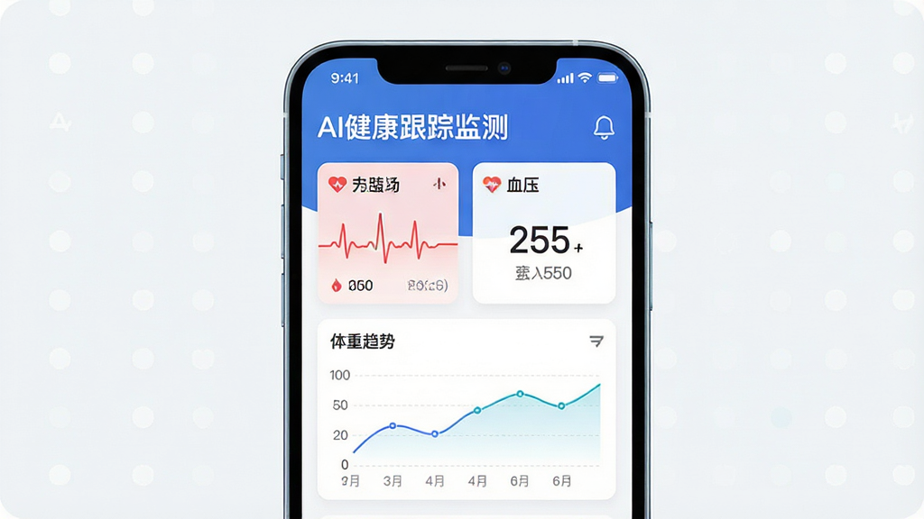 AI�������ټ���������棬����Ϊ�ֻ���Ļչʾ�������ݿ��壬����Ϊ�Ϸ����⡰AI�������ټ�⡱�����ݿ�Ƭ���Ű�����������Լ�Ƽ���ϸ�ڰ����������ߡ�Ѫѹ��ֵ����������ͼ�����ʸ��壬�ɾ����޶���Ԫ��