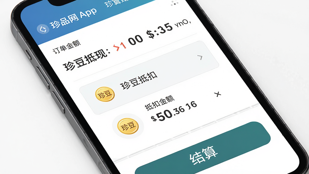 ��Ʒ��APP�������ҳ�棬����Ϊ�ֻ���Ļչʾ�䶹���ֹ��ܣ������Ϸ�Ϊ�������м�Ϊ�䶹�ֿ�ѡ��͵ֿ۽��·�Ϊ���㰴ť���Ű������ˣ������������ϸ�ڰ����䶹ͼ������֣����ʸ���ɾ��޶���Ԫ��