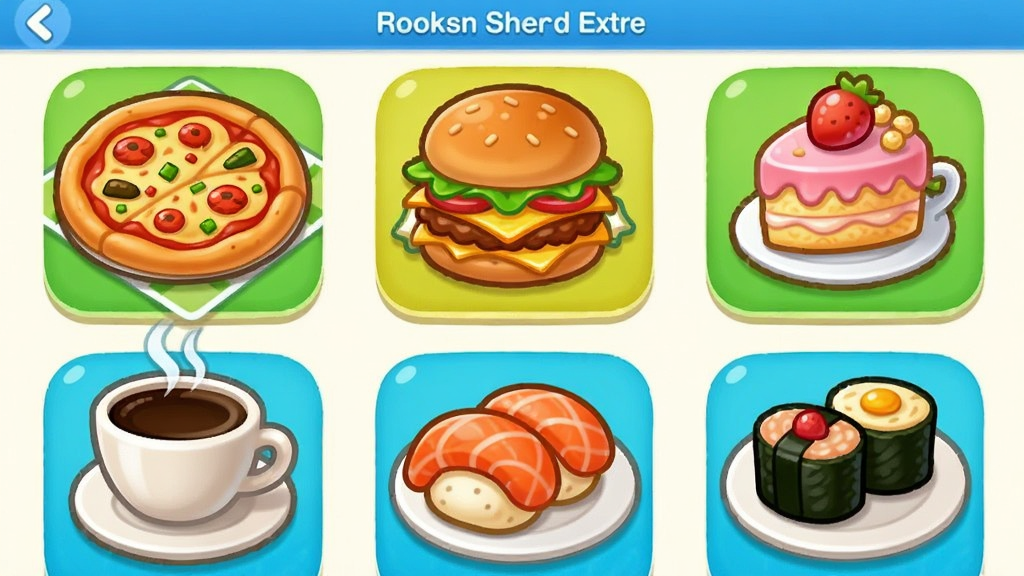 ���������Ϸ���׽��棬չʾ���������������⡢���ȡ���˾�Ȳ�Ʒͼ�꣬Q����ʳ�廭���ɫ�����ޣ��Ű����룬����ɾ�