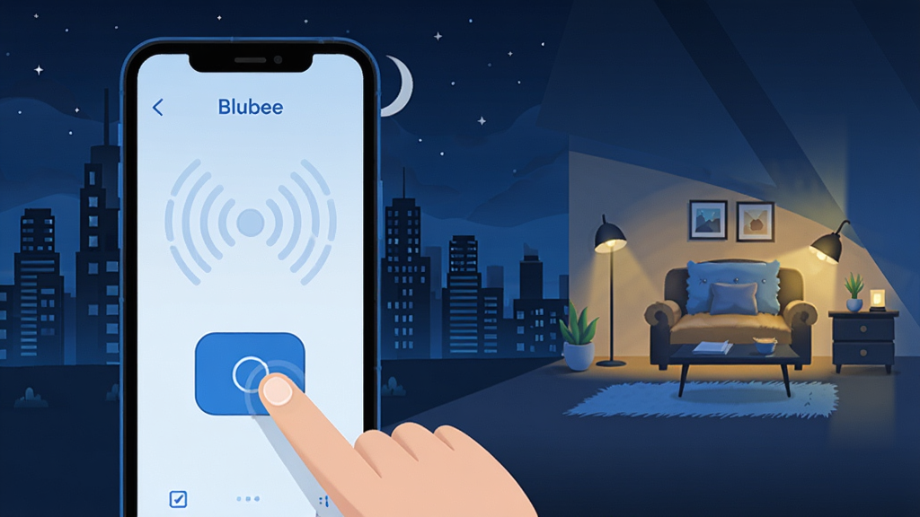 BlubeeԶ�̿��ƹ���ʾ��ͼ���ֻ���Ļ��ʾ��ҳ�������ָ���Զ�̿��ذ�ť������Ϊ����ҹ�����ͥ�ƹ�Աȣ��Ƽ�����ɫ������ƽ�廭��񣬸��廭�ʣ��ɾ��޶���Ԫ��