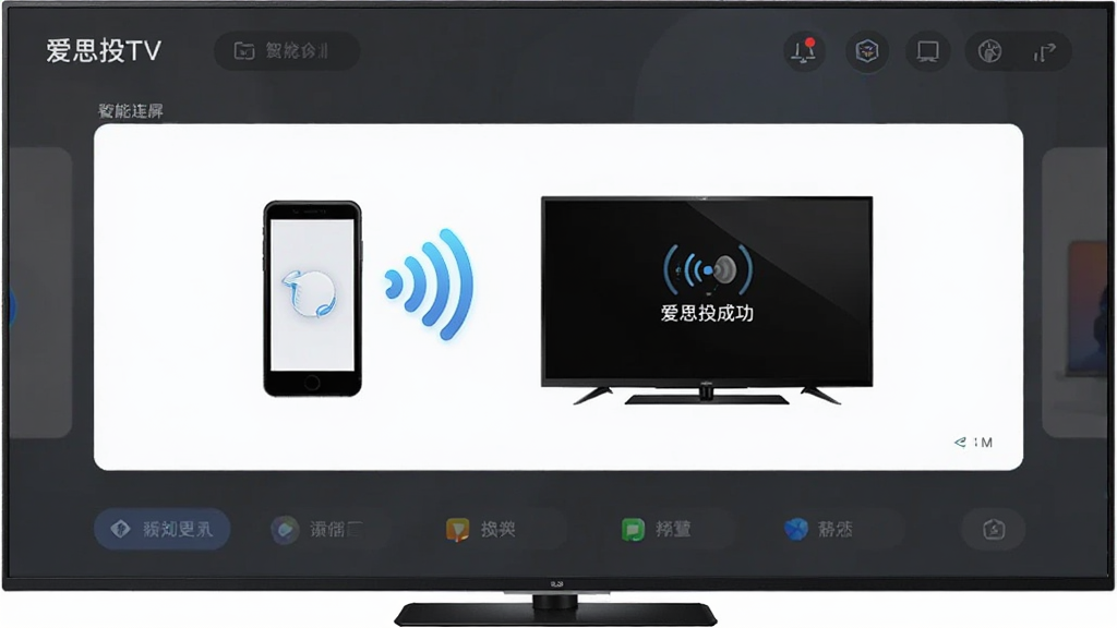 ��˼Ͷ��TV����������չʾ������Ϊ���ܵ�����Ļ��ʾͶ�����ӳɹ����棬���־��жԳƣ��Ű���ֱ�ۣ�����ִ��Ƽ��У�ϸ�ڰ����ֻ��������������ͼ�ꡢ�źŲ��ƣ����������ɾ��޶���Ԫ��