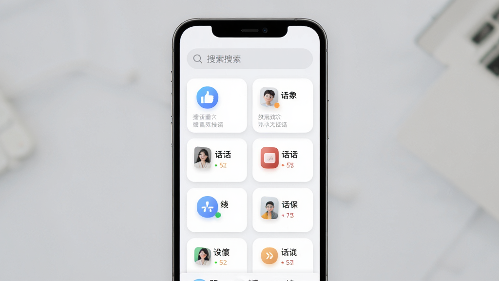 local聊天话术软件界面截图,主体为手机屏幕展示聊天技巧分类列表,布局为上下结构顶部搜索栏中间卡片式话术分类,排版整齐清晰,风格为现代简约浅色系,细节包括圆角图标和柔和阴影,画质高清干净无多余元素