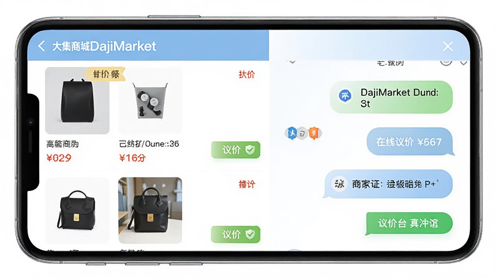 ���̳�DajiMarket�ƶ��˲ɹ��������棬����Ϊ�ֻ���Ļչʾ��Ʒ�б�������������촰�ڣ�����Ϊ���ҷ��������Ʒͼ�Ҳ�Ի����ݣ��Ű����룬���Ϊ����ǳɫ����磬ϸ�ڰ����۸��ǩ����۰�ť���̼���֤ͼ�꣬�����������ɾ����޶���Ԫ��