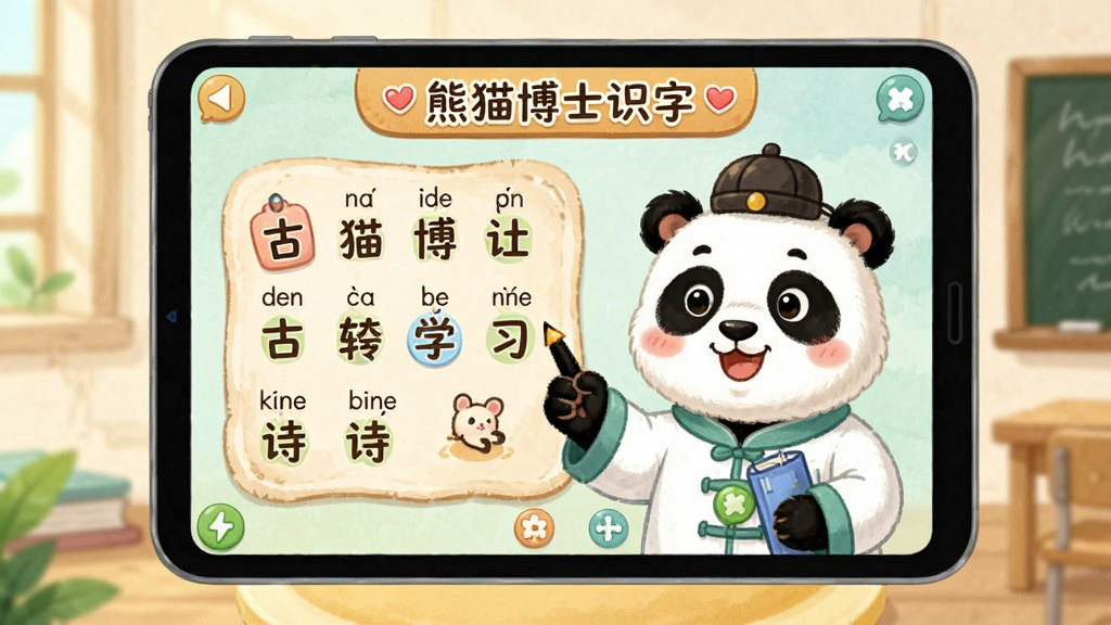 熊猫博士识字 古诗拼音学习界面