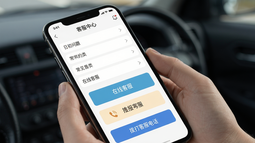 �ճ�Լ��˾����APP�ͷ�����ҳ�棬����Ϊ�ֻ�����չʾ������Ϊ�б�ʽ�Ű棬�����ˬ��Լ��ϸ�ڰ�������������ࡢ���߿ͷ���ڡ�����ͷ��绰��ť�����ʸ��壬�ɾ����޶���Ԫ��
