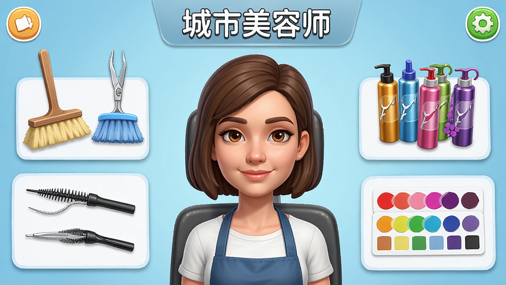 ��������ʦ��Ϸ�����棬����������һλ�ȴ������Ĺ˿ͣ����ܰڷ���๤�ߡ�ü���������ߡ�Ⱦ������ͫɫɫ�������沼����������ͨдʵ���ϸ�ڷḻ�����ʸɾ����޶���Ԫ��