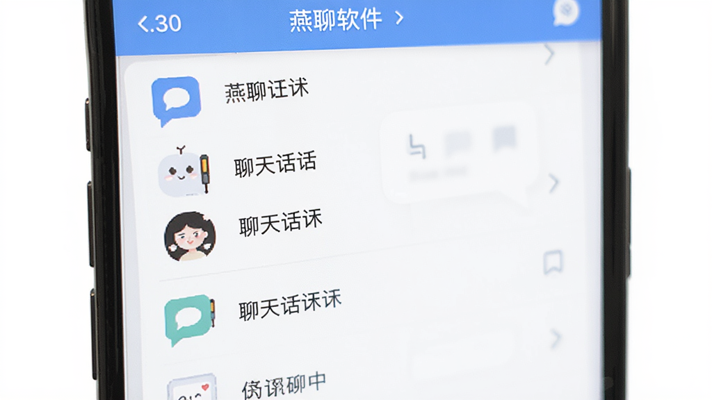 燕聊软件主界面展示,主体为手机屏幕中显示多种聊天话术分类列表,布局清晰,排版简洁,风格为现代扁平化设计,细节包括图标和文字标签,画质清晰,干净,无多余元素