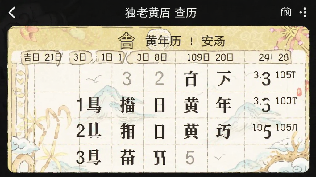 吉日万年历 安卓版 老黄历查询界面