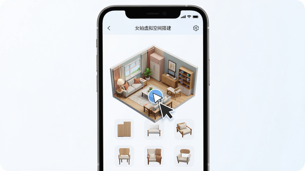 Ů�����ռ����棬����Ϊ�ֻ���Ļչʾ3D���䲼�ã����־��У��Ű��������������������ϸ�ڰ����Ҿ��ز�ͼ�����ק��꣬���ʸ��壬�ɾ����޶���Ԫ��