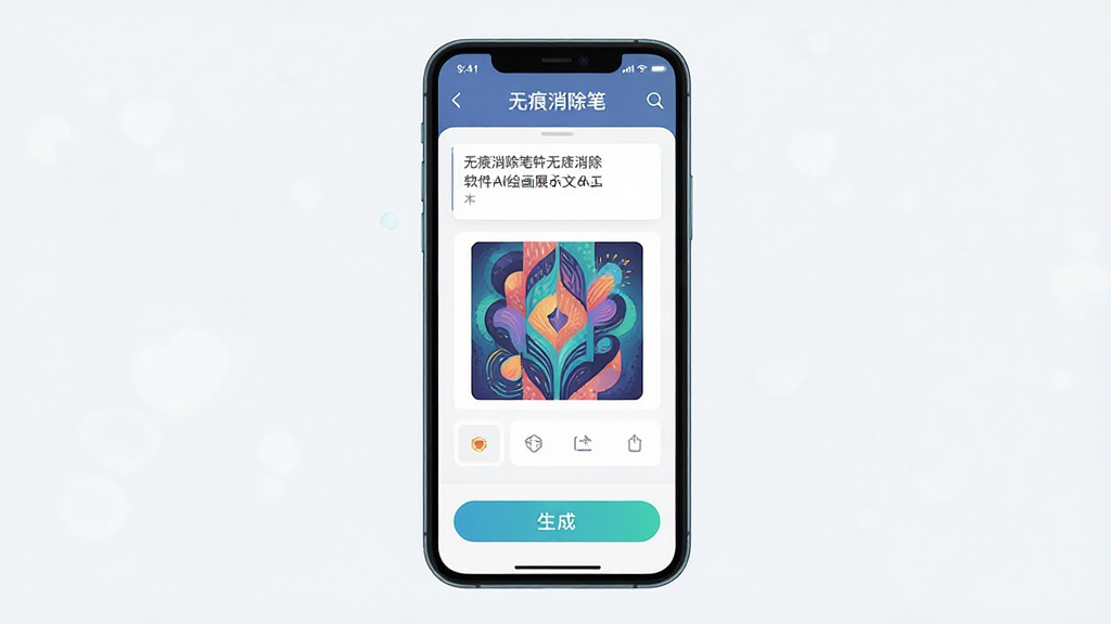 �޺�����������AI�滭����չʾͼ����������Ϊ�ֻ���Ļ��ʾAI�滭�������棬����Ϊ�����ֻ�UI��ͼ����Ű�����չʾ�ı������������ɰ�ť�����Ϊ�Ƽ��б�ƽ����ƣ�ϸ�ڰ������޺������ʡ������������ֺ�AI����ͼ��Ԥ�������ʸ��壬�ɾ����޶���Ԫ��