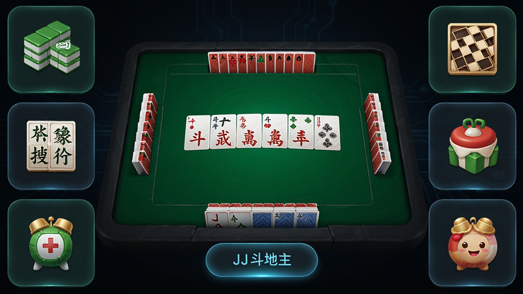 JJ��������Ϸ������չʾ������Ϊ���䶷�������������ܻ����齫���走��������淨���ͼ�꣬�����������Ű���þŹ�����ʽ�����Ϊ�ִ���Լ�Ƽ��У�ϸ�ڰ�������������������ť����΢��Ч�������ʸ��壬�ɾ����޶���Ԫ��
